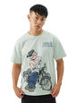 The Souled Store Official Popeye: Spinach Powered Men and Boys Short Sleeve Round Neck Blue Graphic Printed Regular Fit Cotton T