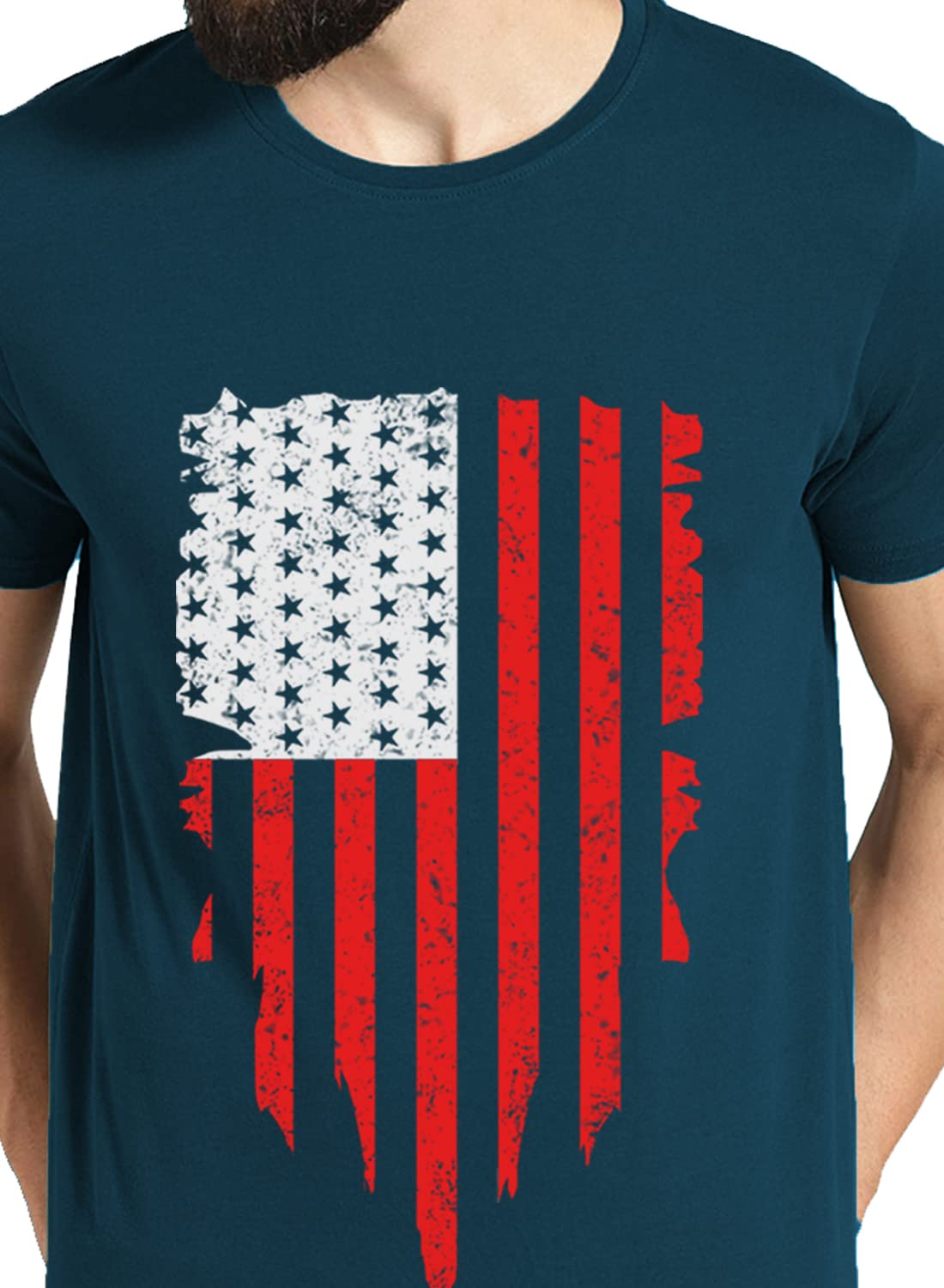 ADRO Men's USA Printed Cotton T-Shirt (RN22-2-USS-SB_Teal)