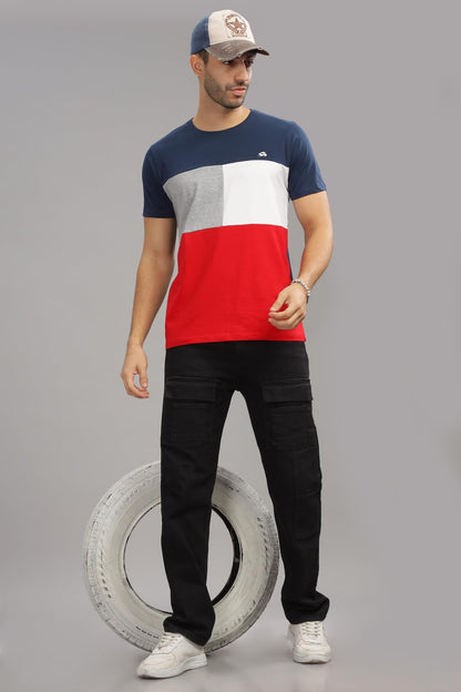 ADRO Tshirt for MenMulti Color T-Shirt for MenCotton T-ShirtMens TshirtRN8-24-NBGRRD