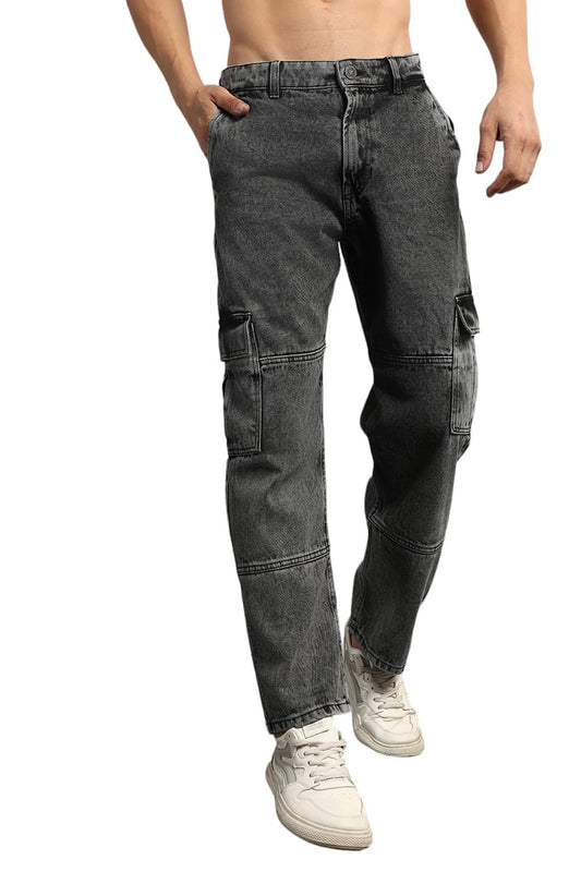 Hubberholme Men Summer Cotton Relaxed Fit Mid-Rise Jeans 17 Black