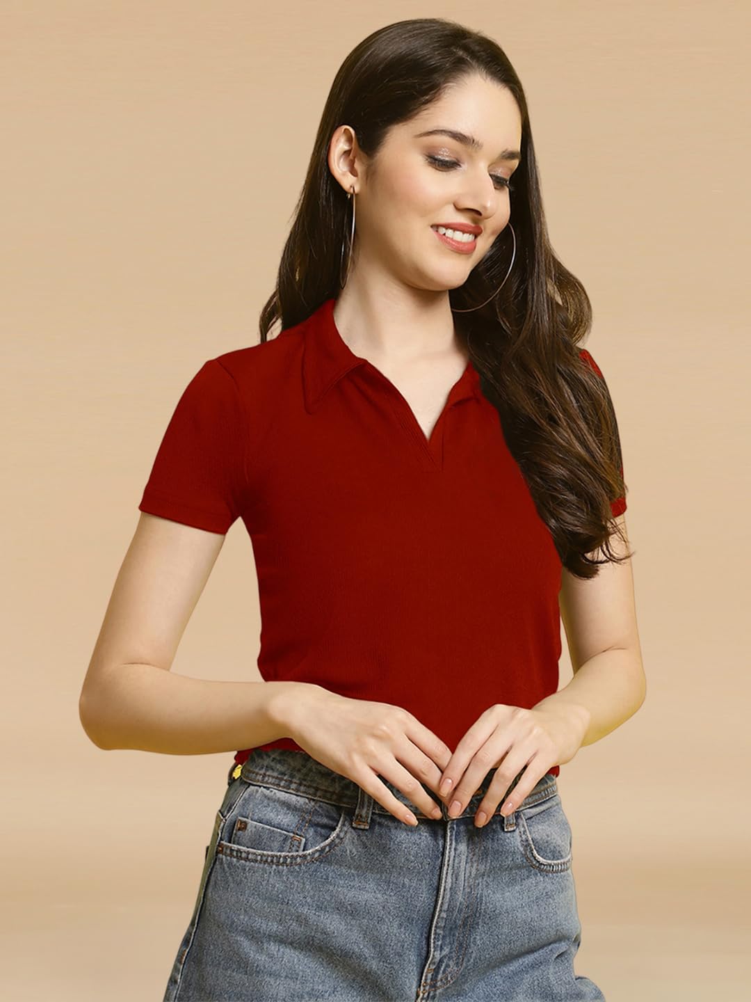 Tee Projekt Solid Stylish Casual Slim Fit Top & Tunic for Women & Girls ll College Top & T-Shirt for Women