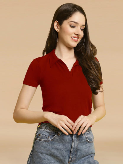 Tee Projekt Solid Stylish Casual Slim Fit Top & Tunic for Women & Girls ll College Top & T-Shirt for Women