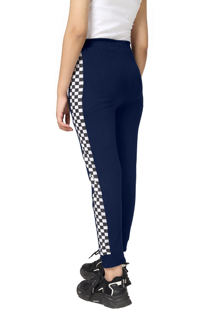 Kyda Kids Girls Cotton Printed Track Pants With Pocket - (Pack Of 1) Navy