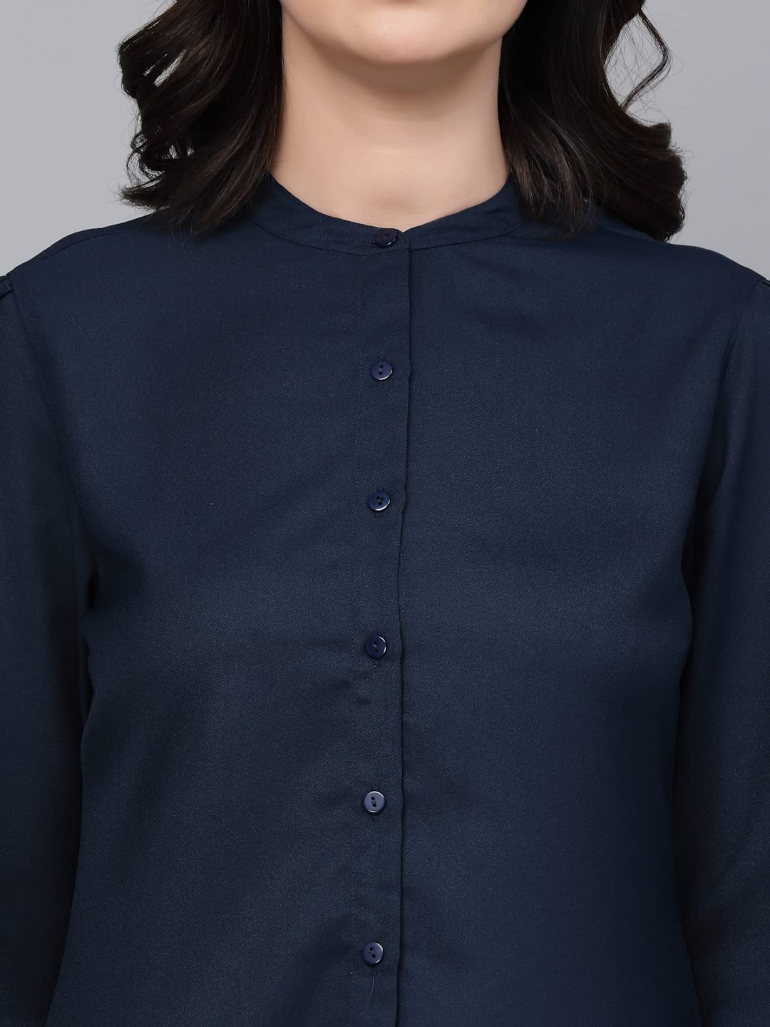Style Quotient Women Solid Navy Regular Formal Shirt