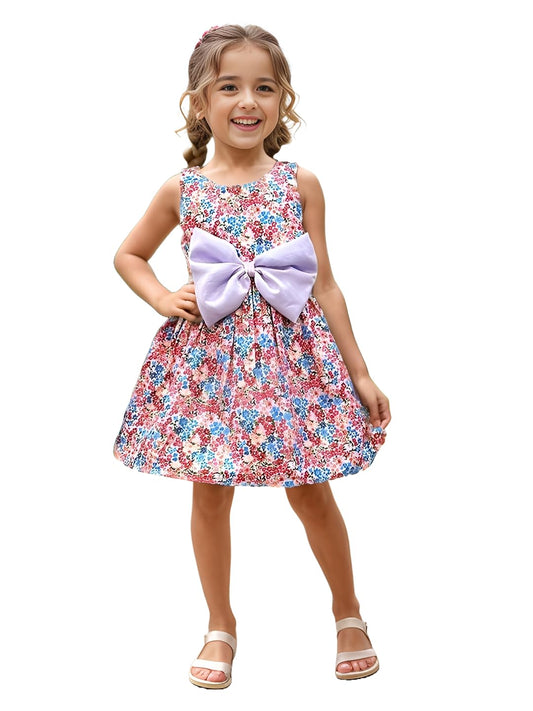 A.T.U.N. (ALL THINGS UBER NICE) Mini Ditsy Floral Pam Bow Dress for Girls Lavender