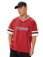 The Souled Store Fiesta Men and Boys Short Sleeves V- Neck Red Embroidered Cotton Oversized T-Shirts