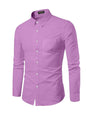 Mildin MenS Cotton Blend Solid Shirt With Spread Collared Full Sleeve Curved Hemline Button Closure Slim Fit And One Pocket | S