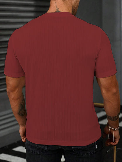 SMOWKLY Mens Solid Regular Fit T-Shirt (1280_Maroon