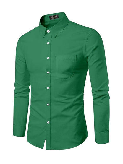 Mildin MenS Regular Cotton Blend Light Green Slim Fit Solid Button Down Spread Collar Full Sleeve Curved Hemline Formal Shirt W