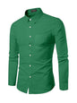 Mildin MenS Regular Cotton Blend Light Green Slim Fit Solid Button Down Spread Collar Full Sleeve Curved Hemline Formal Shirt W