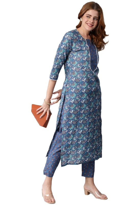 GoSriKi Women's Cotton Blend Kurta and Pant