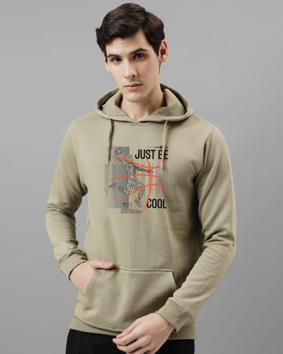ADRO Men's Cotton Blend Neck Hooded Sweatshirt (H24-BCL)