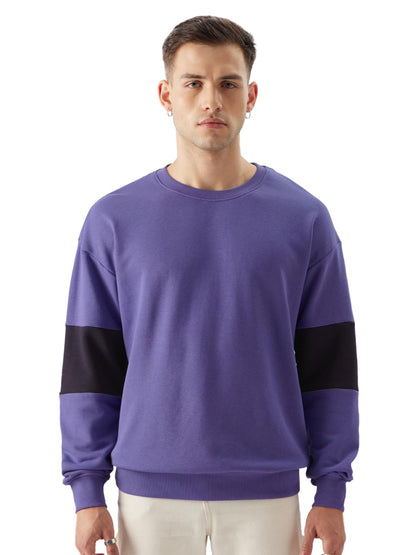 The Souled Store Violet Berry Men and Boys Pull On Long Sleeve Crew Neck Solid Oversized Fit Sweatshirts Oversized Sweatshirts f