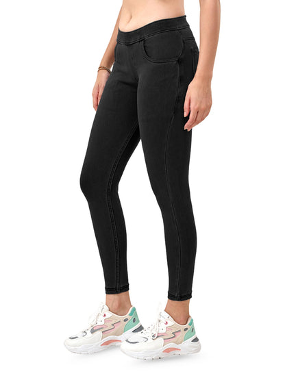Lyra WomenS Solid Mid Rise | Rich Cotton Knitted Fabric | Regular Length | Pack Of 1 Black