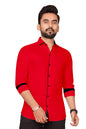 Besix MenS Red Rayon Blend Full Sleeve Shirt For Man With Tailored Fit Spread Collar And Standard Length - Formal Stylish Wear