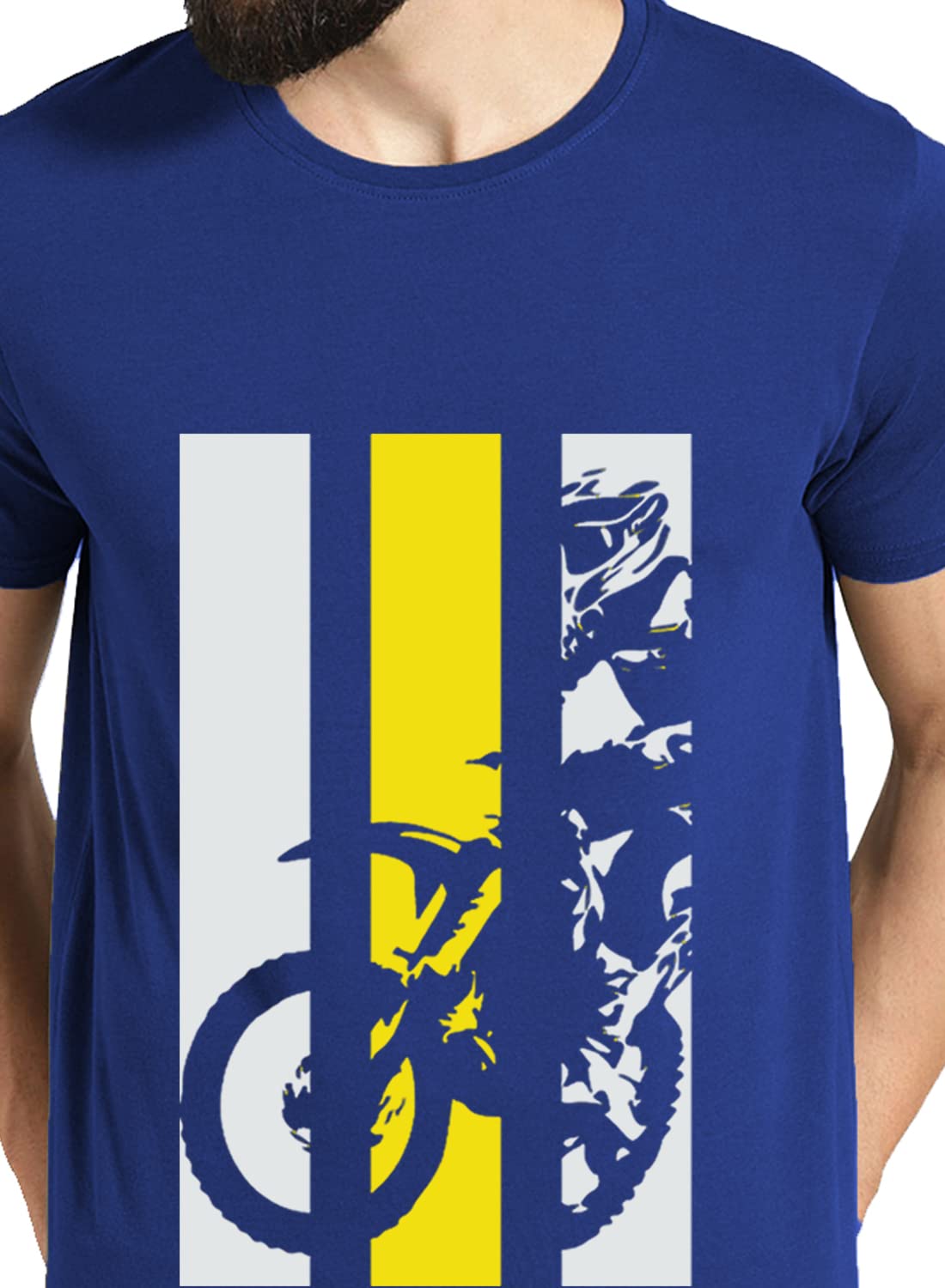 ADRO Men's Bike Rider Printed Cotton T-Shirt (RN22-2-BIK-RB_Royal Blue)
