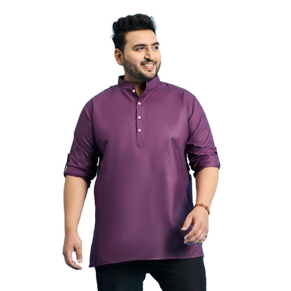 Bigbanana Plus Size Men'S Regular Fit Solid Short Kurta (Pollan-Purple,Purple,7Xl)