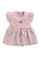 BUMZEE Girls Cotton Half Sleeves Striped Above Knee Length Frock/Dress Peach - 18-24 Months (Peb11364E-pch)
