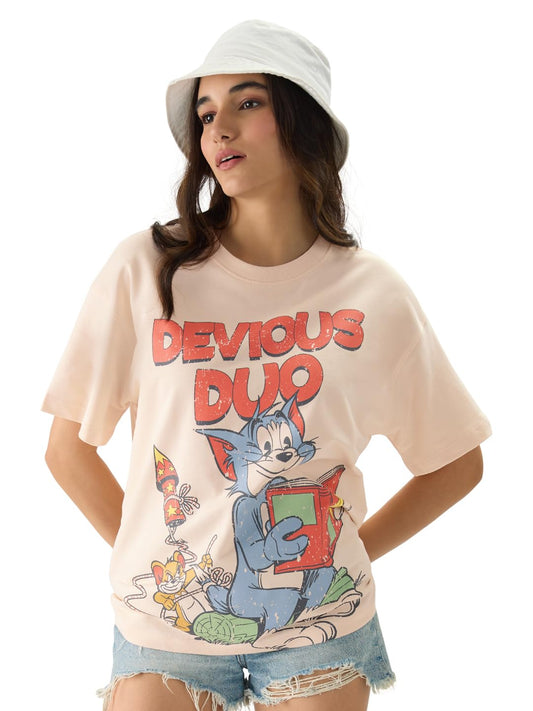 The Souled Store Tom and Jerry: Devious Duo Women Oversized T-Shirts