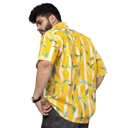 Brown Culture MenS Cotton Blend Floral Print Shirt With Spread Collared Half Sleeves Standard Length And Button Down Closure Ty