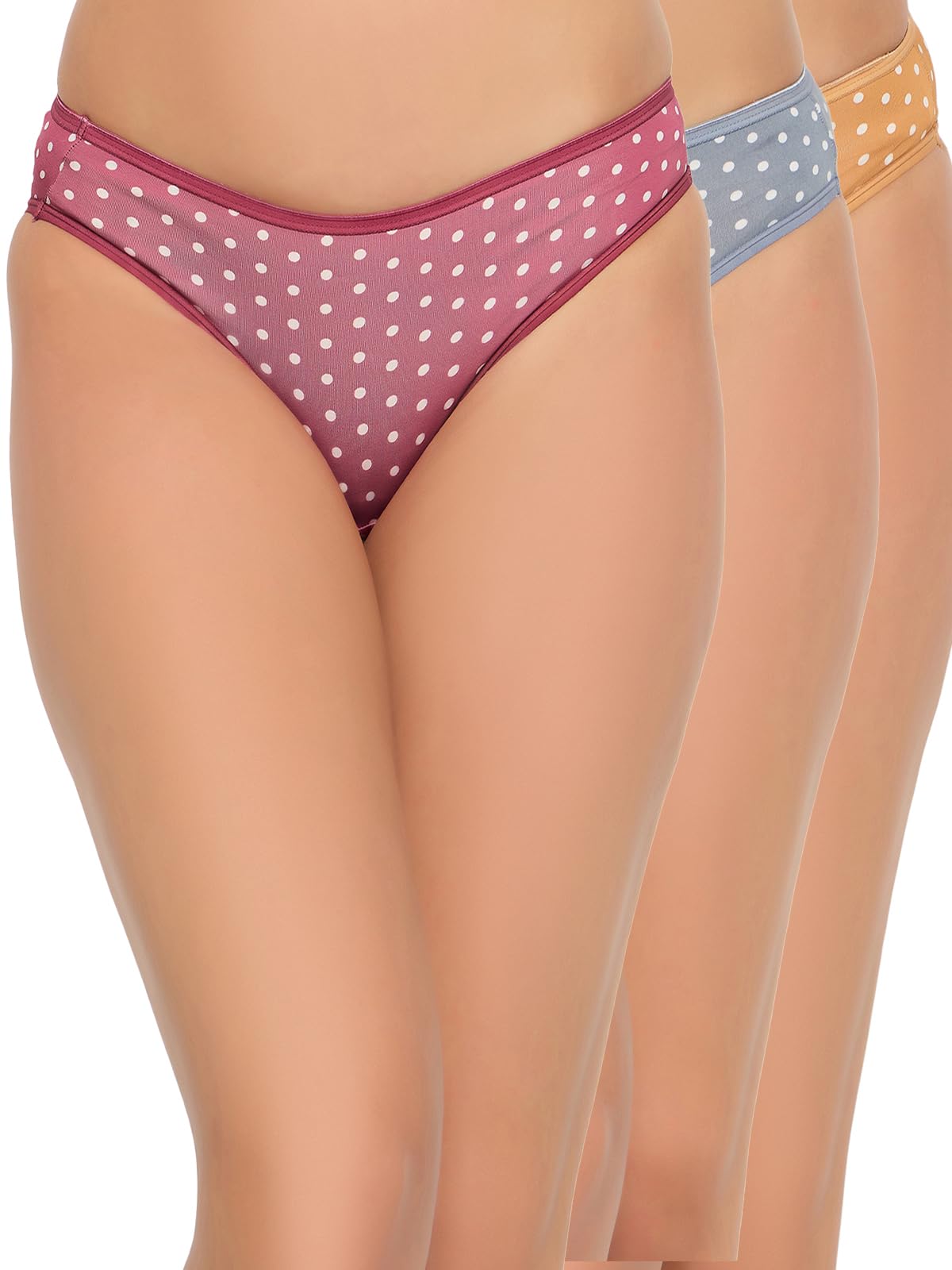 Clovia Womens Polyamide Pack of 3 High Waist Outer Elastic Bikini Panty (PNC110310_Multicolor_XXL)