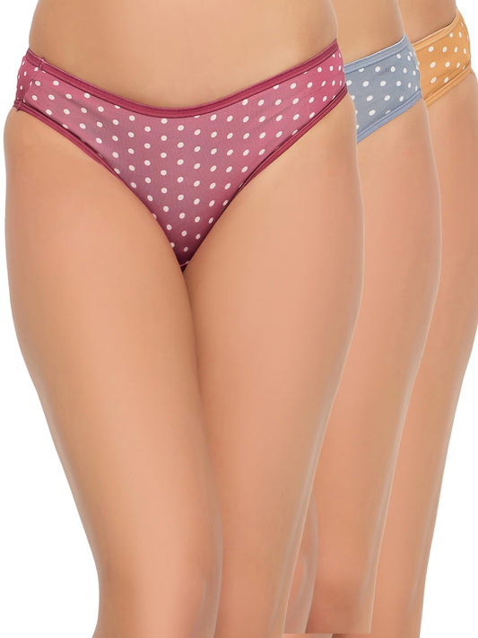 Clovia Womens Polyamide Pack of 3 High Waist Outer Elastic Bikini Panty (PNC110310_Multicolor_XXL)