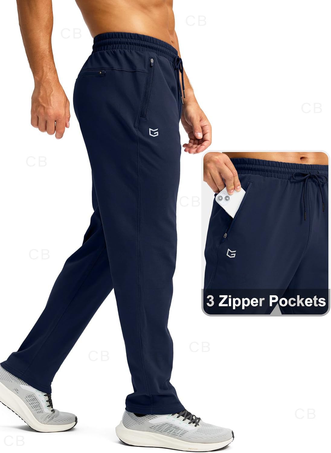 CB-COLEBROOK Mens Fleece Lined Winter Pants with 3 Zipper Pockets Warm Athletic Joggers Workout Running Sweatpants for Men Trec