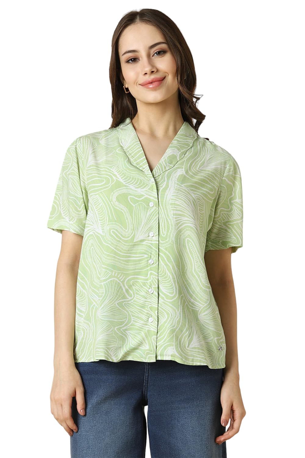Allen Solly Women Regular Fit Printed Casual Half Sleeve Short Sleeve T-Shirt