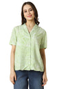 Allen Solly Women Printed Casual Cotton Short Sleeve Stretch Button-Down Shirt