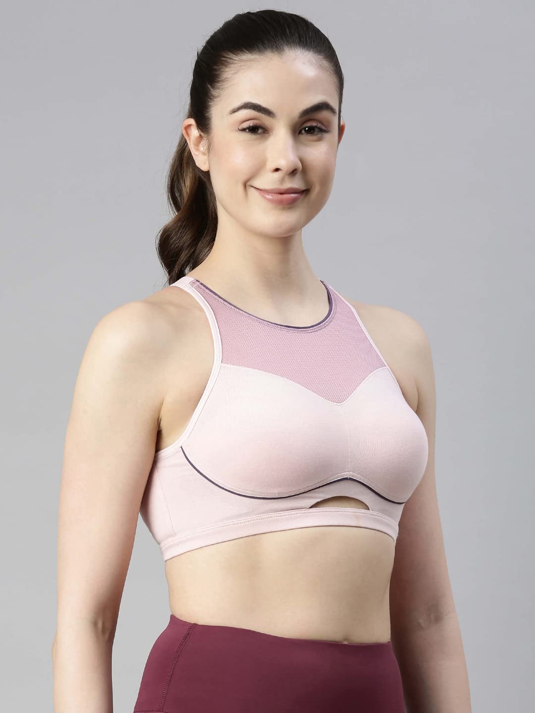 Enamor Womens Contour Bounce Control Medium Impact Eco-Friendly Antimicrobial Cotton Padded Wire Free Full Coverage Sports Slip