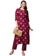 GoSriKi Women's Cotton Blend Printed Straight Kurta with Pant (Garbha-GS)