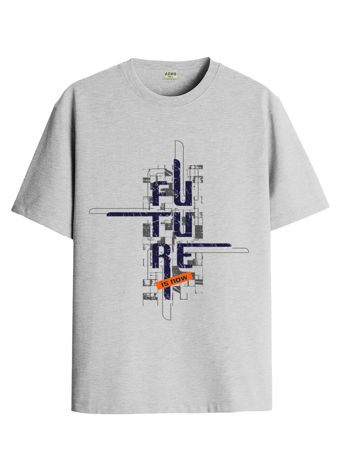 ADRO Men's Graphic Printed 100% Cotton T-Shirt - Regular Fit, Printed T-Shirts for Men (RN24-FTR-GR_Grey)