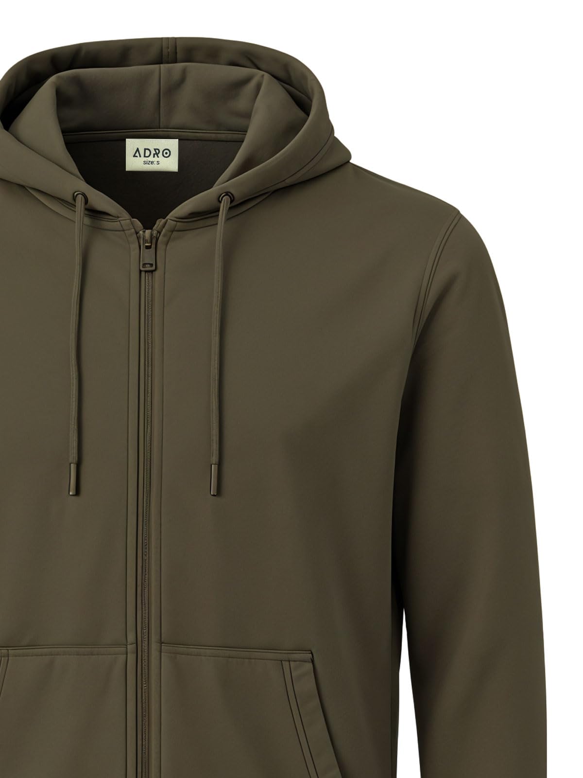 ADRO Mens Cotton Solid Zipper Hoodie Sweatshirts (ZH23-PLN-OL_Olive)