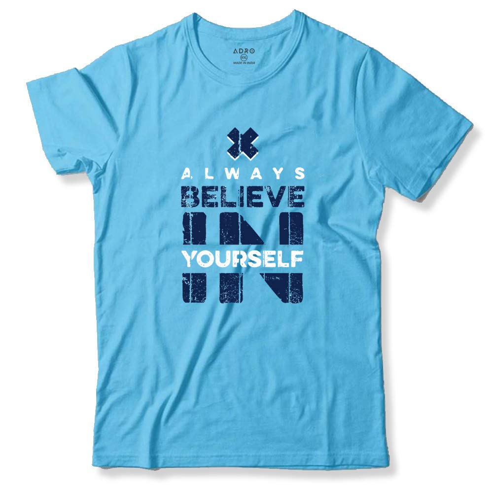 ADRO Believe in Yourself Printed T-Shirts for Men & Women (RNR-S35-BEL-MI_Mint)
