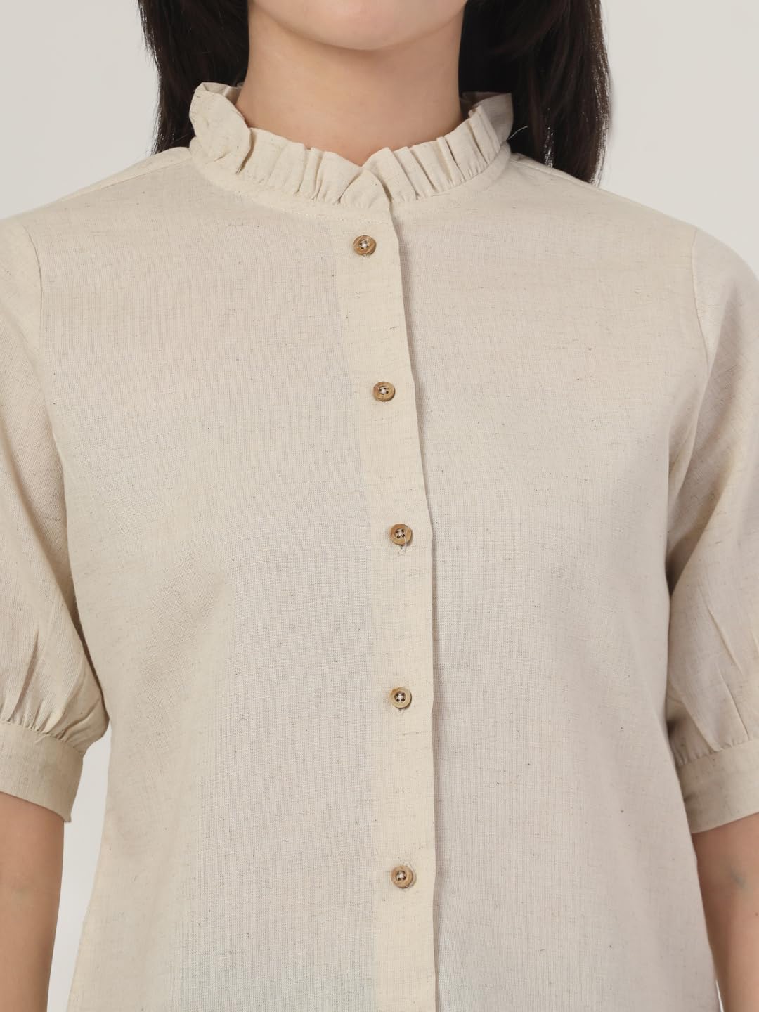 Style Quotient Women Solid Beige Regular Fit Flex Formal Shirt