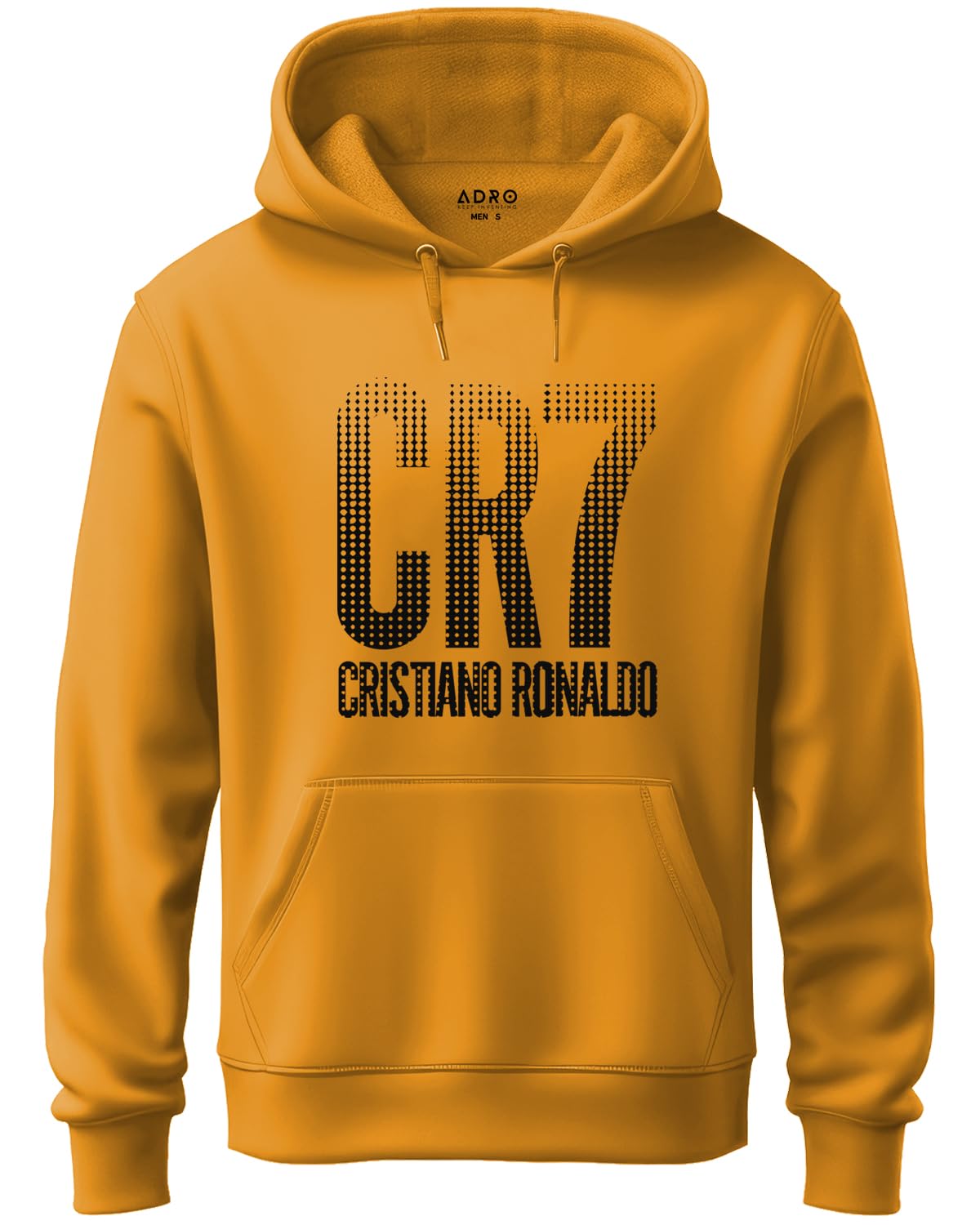 ADRO Men's Cotton Neck Hooded Sweatshirt (H20-M-CR07-MU_Mustard)
