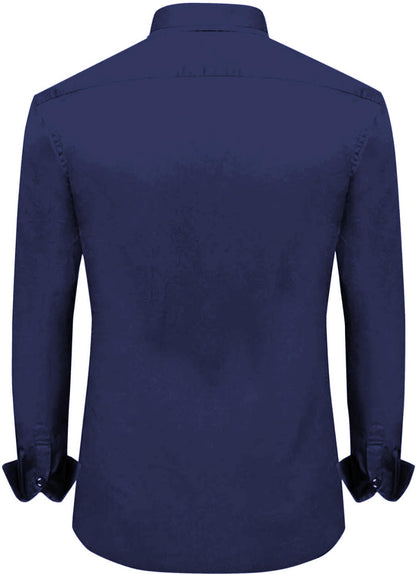 Rebelify MenS Cotton Blend Shirt With Pockets Full Sleeves Collared Neck Solid Pattern Botton Down Closure Relaxed Fit And Stan