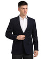 Turtle Men Poly Viscose Checkered Navy Blue Blazer