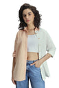 High Star Classic Oversized Colourblocked Spread Collar Long Sleeves Cotton Casual Shirt