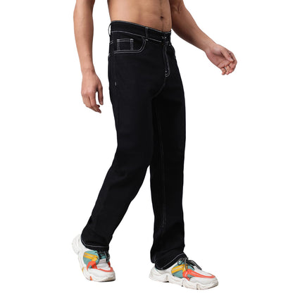 Kotty MenS Cotton Lycra Blend Relaxed Fit Mid Rise Jeans Coal Black
