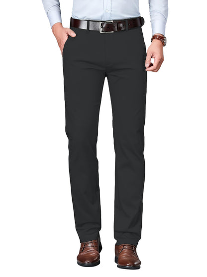 AVANOVA Mens Dark Grey Solid Trousers Light Business Style Slightly Stretch Straight Leg Pants for Outdoor Casual Daily (Trouse