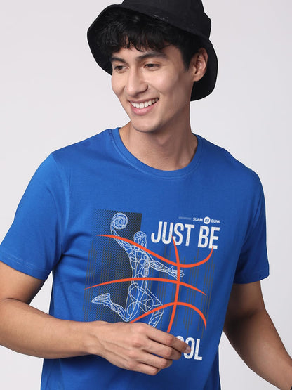 ADRO Men's Graphic Printed 100% Cotton T-Shirt - Regular Fit, Printed T-Shirts for Men (RN24-BCL-RB_Royal Blue)