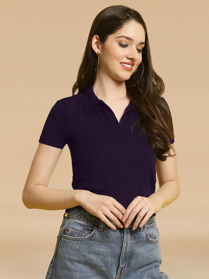 Tee Projekt Solid Stylish Casual Slim Fit Top & Tunic for Women & Girls ll College Top & T-Shirt for Women