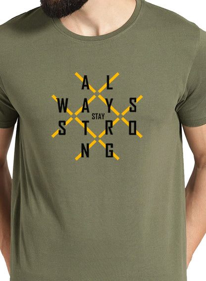 ADRO Mens Always Stay Strong Cotton T-Shirt (RN22-03-ALW-OL_Olive)