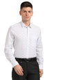 Turtle Men Cotton Linen Slim Fit White Printed Formal Shirt