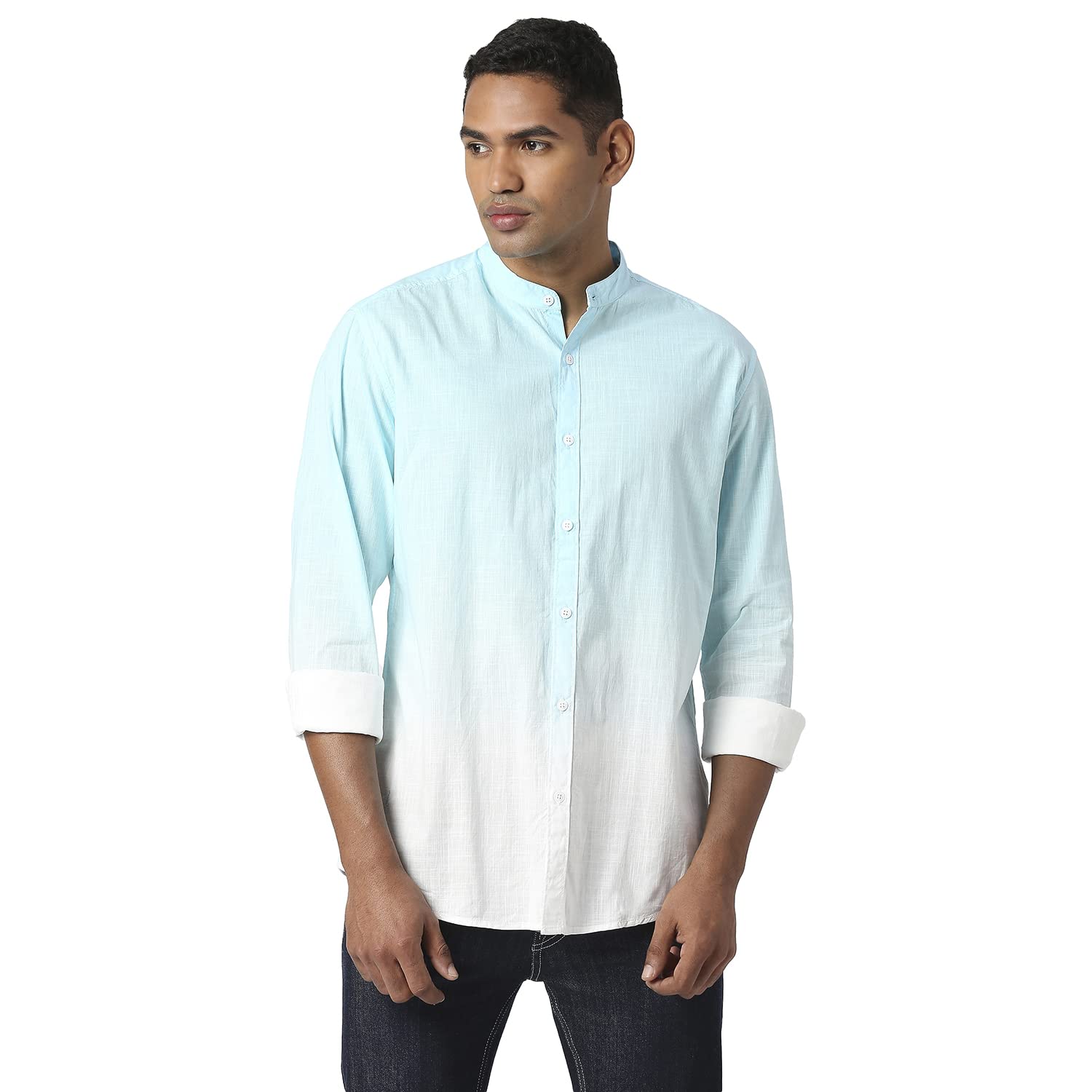 Pepe Jeans MenS Regular Fit Ombre Dyed Shirts Aqua