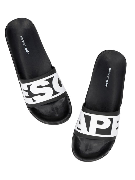 Bewakoof MenS Black Escape Silicon Pool Sliders_659663_Black_Uk9