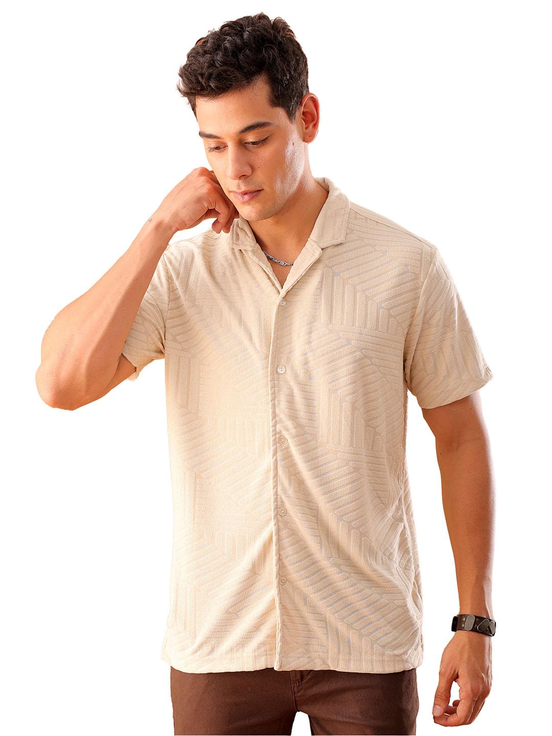 The Indian Garage Co Mens Slim Fit Shirt (1223-SHTKRS-06-01_Cream