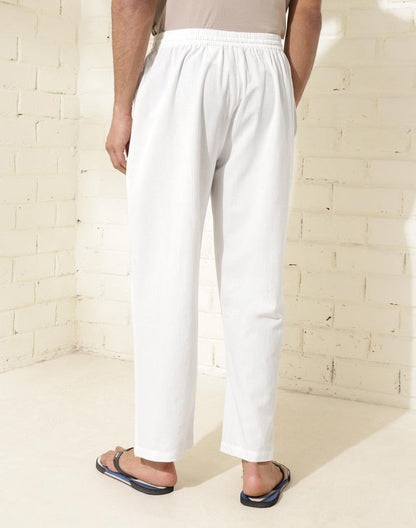 Fabindia Offwhite Cotton Woven Pyjama