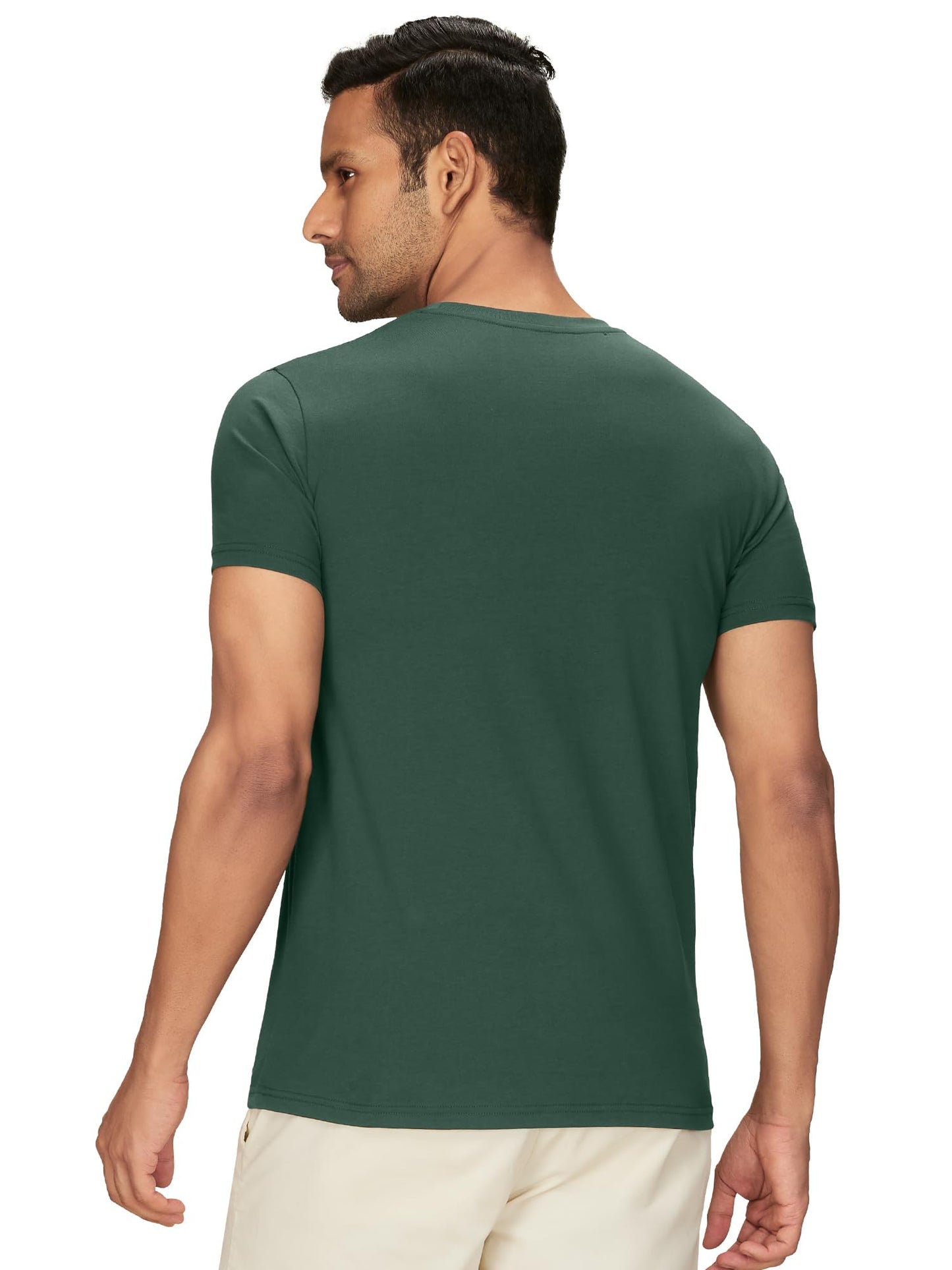 XYXX Mens Solid Regular Fit T-Shirt (XY_CR15_Tshirt_2_Anchor Grey+Pine Green